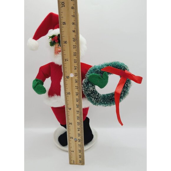 Annalee Santa Claus Mobilitee Figurine W/ Wreath 1990's Christmas Decor Vintage - Picture 9 of 10